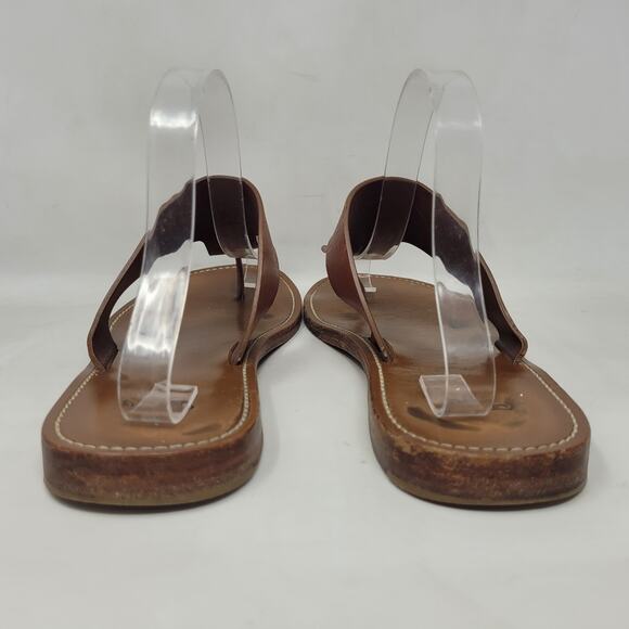 CELINE Lerins Sandals IT41 US11 Brown Leather Thong Knot Flats Slides Slip On - Picture 9 of 13